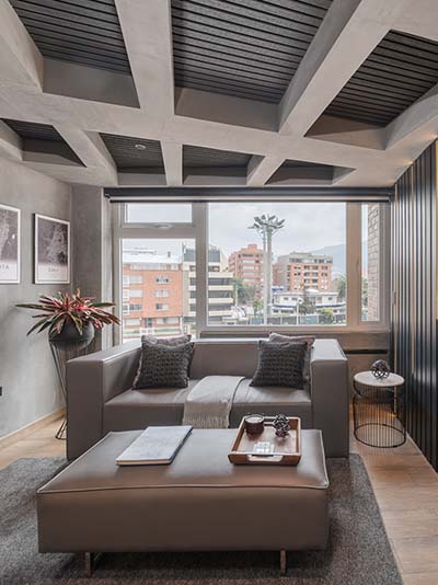 Cozy living room with lage window