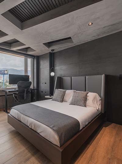 Bedroom with work station